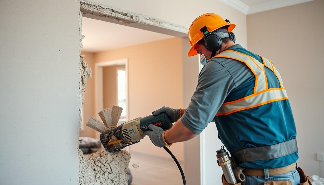 مقاول تكسير يقوم بأعمال تكسير جدران في منزل بالكويت