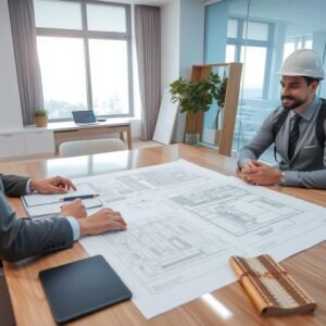 اجتماع بين عميل ومقاول في كيفان لمناقشة تفاصيل المشروع