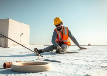 عازل أسطح الكويت - عامل يقوم بتطبيق مادة عازلة على سطح منزل