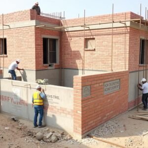 عمال بناء يقومون بتشييد مبنى في كيفان