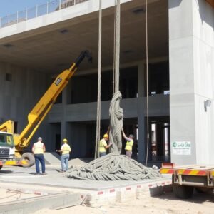 عملية صب خرسانة لهيكل فيلا سكنية في الكويت