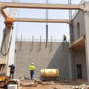 عملية صب خرسانة لهيكل مبنى في الكويت
