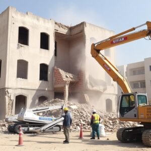 عملية هدم منظمة لمبنى قديم في كيفان