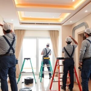 فريق صيانة يعمل في منزل بضاحية عبدالله السالم