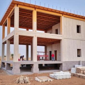 مراحل بناء هيكل منزل سكني في الكويت