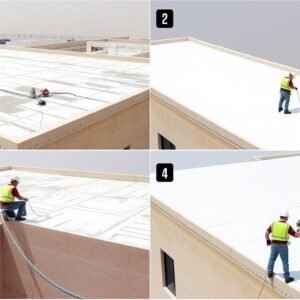 مراحل تطبيق عازل فوم رش أمريكي على سطح مبنى