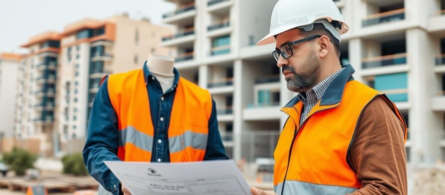 مقاول الدسمة يشرف على أعمال البناء في موقع إنشاء