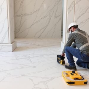 مقاول سلوى يقوم بتركيب رخام فاخر في مدخل فيلا