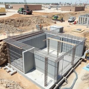 أعمال الأساسات والقواعد الخرسانية لمشروع بناء في الكويت