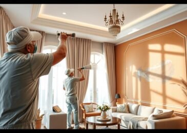 أعمال صباغة وتشطيبات لمنزل عصري بألوان متناسقة