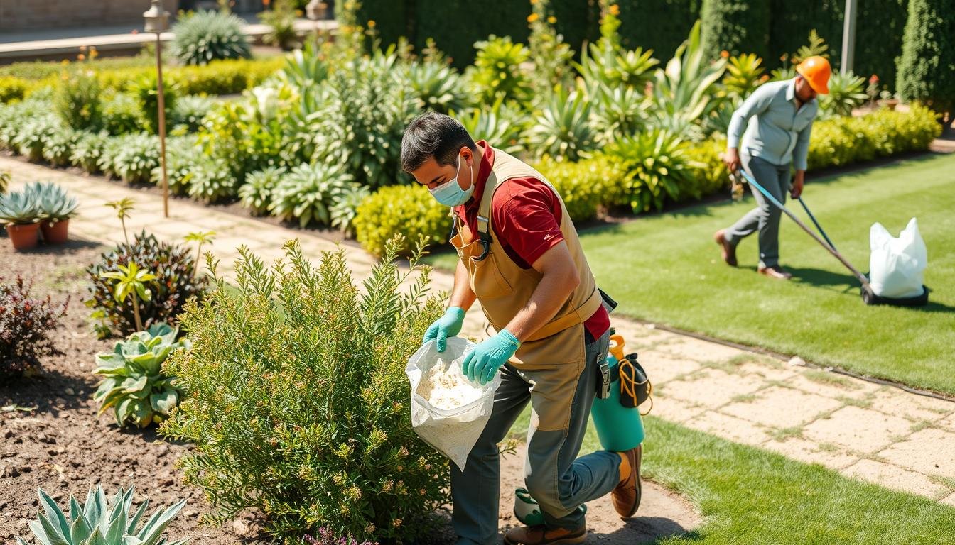 أعمال صيانة دورية لحديقة في منطقة العدان