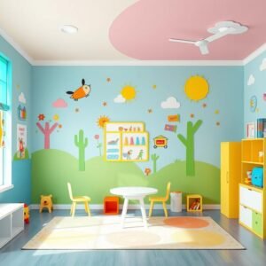 ألوان مبهجة لغرف الأطفال في أعمال صباغة وتشطيبات