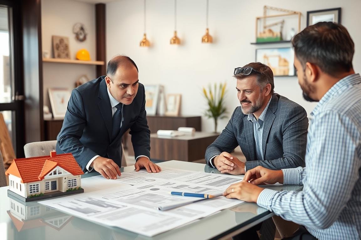 اجتماع بين مقاول بناء وعميل في جابر الاحمد