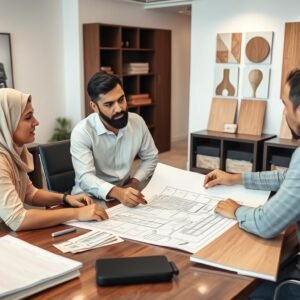 اجتماع مع مقاول نجارة الكويت لمناقشة تفاصيل المشروع