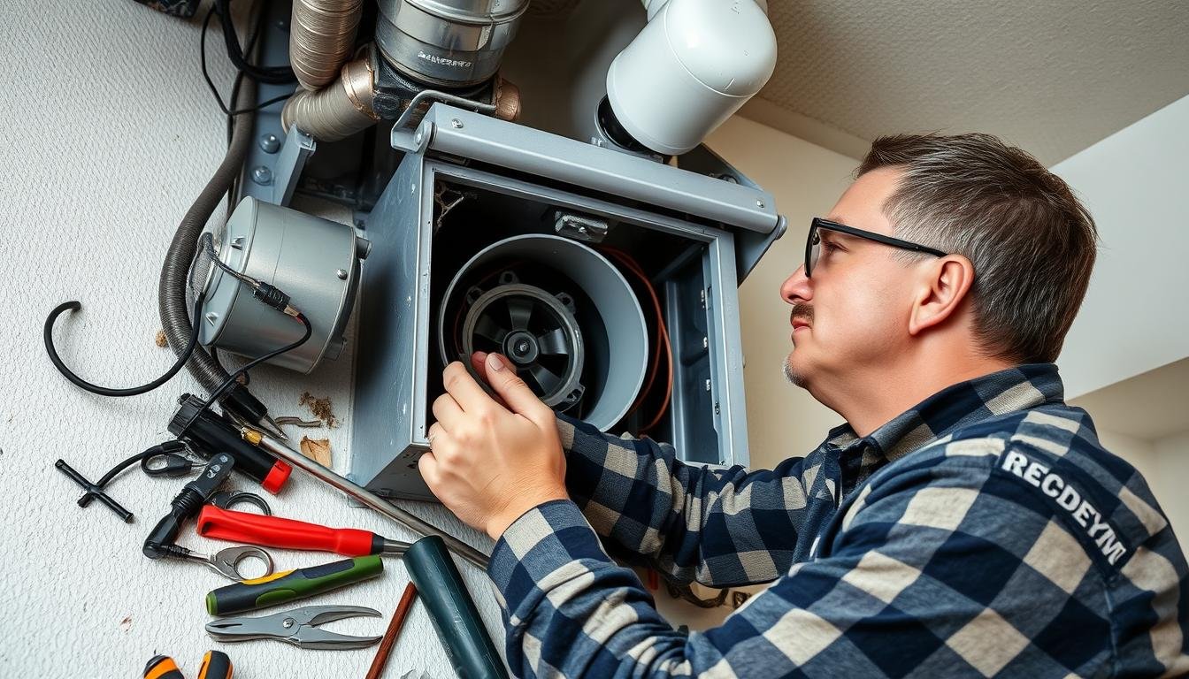 افضل فنى تهوية يقوم بإصلاح مشكلة في نظام التهوية المركزية