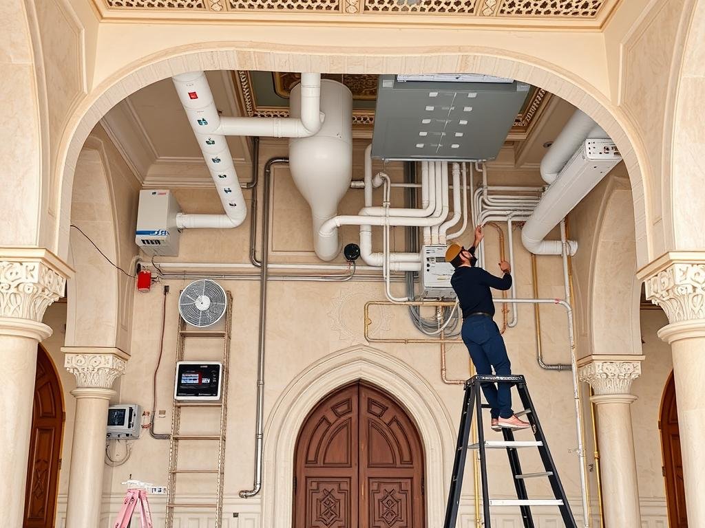 تحديث أنظمة التكييف والكهرباء في قصر من قبل مقاول ترميمات القصور