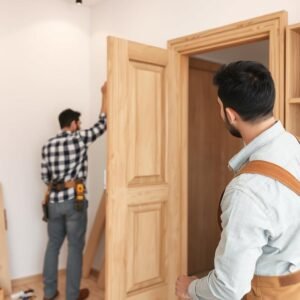 تركيب باب خشبي من قبل معلم نجار في الكويت