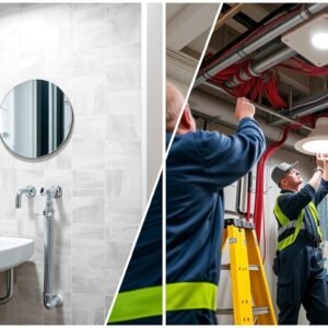 تركيبات صحية وكهربائية منفذة بواسطة مقاول تشطيب