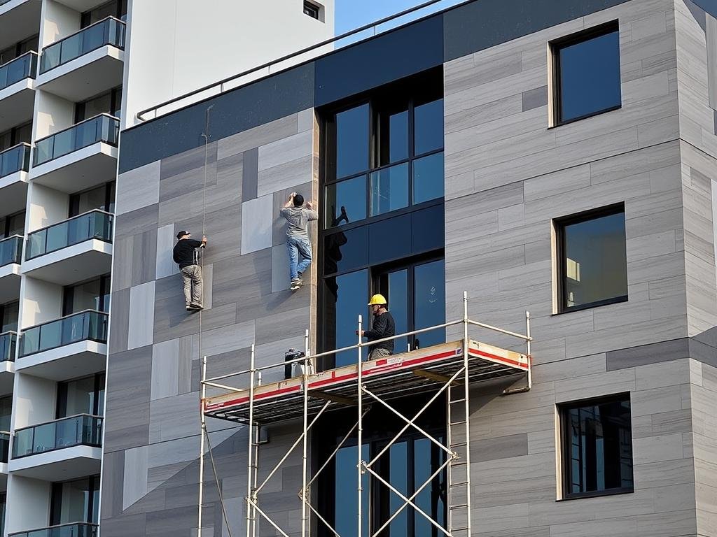 ترميم واجهة مبنى في الخالدية باستخدام مواد حديثة