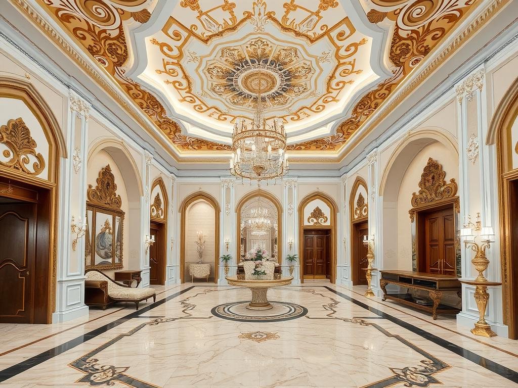 تشطيبات داخلية فاخرة لقصر تم ترميمه من قبل مقاول ترميمات القصور