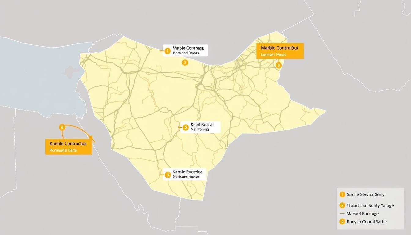 خريطة الكويت توضح مناطق خدمة مقاولي الرخام