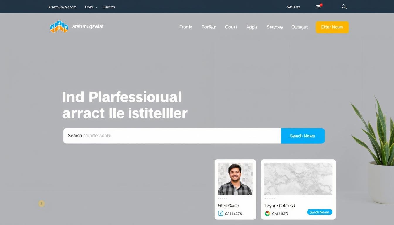 شعار موقع arabmuqawlat.com كمنصة للعثور على معلمين محترفين لتركيب السيراميك