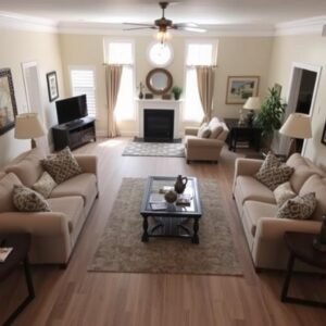 صالون بعد تجديد صالونات وإعادة ترتيب الأثاث بشكل يوفر مساحة للحركة