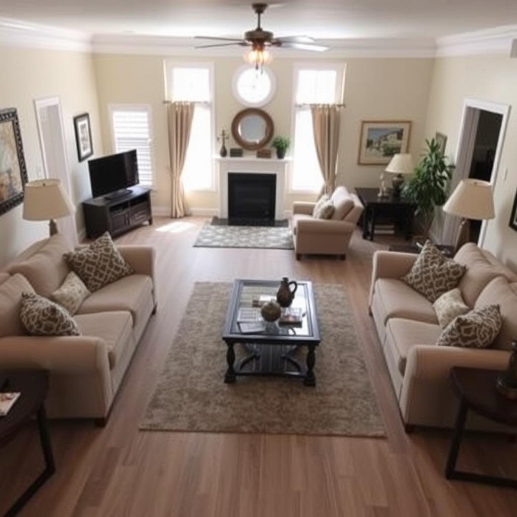 صالون بعد تجديد صالونات وإعادة ترتيب الأثاث بشكل يوفر مساحة للحركة