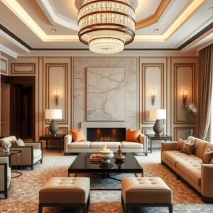 صالون فاخر بتفاصيل مذهلة وخامات راقية بعد التجديد