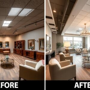 صالون قبل وبعد تجديد صالونات يظهر التحول الكبير في المظهر والأسلوب