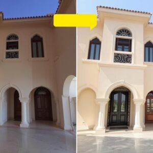 صورة قبل وبعد لمشروع ترميم منزل تقليدي في الكويت