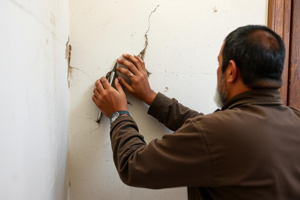 عامل يقوم بإصلاحات جزئية في منزل بمنطقة القرين مقاول ترميمات القرين