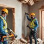 عمال يقومون بأعمال تكسير وترميم احترافية في منزل