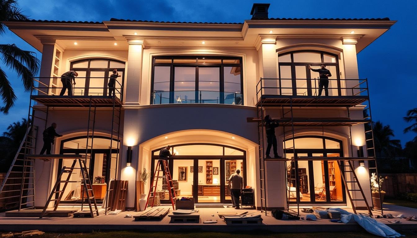 عملية ترميم شاملة لفيلا سكنية مع فريق عمل متكامل