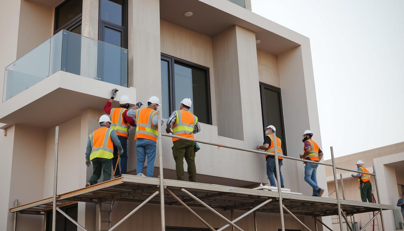 فريق ترميمات ابو فطيرة المتخصص أثناء العمل في أحد المشاريع