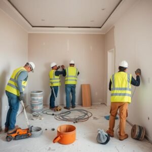 فريق عمل مقاول ترميمات القرين يقوم بأعمال ترميم شاملة لمنزل