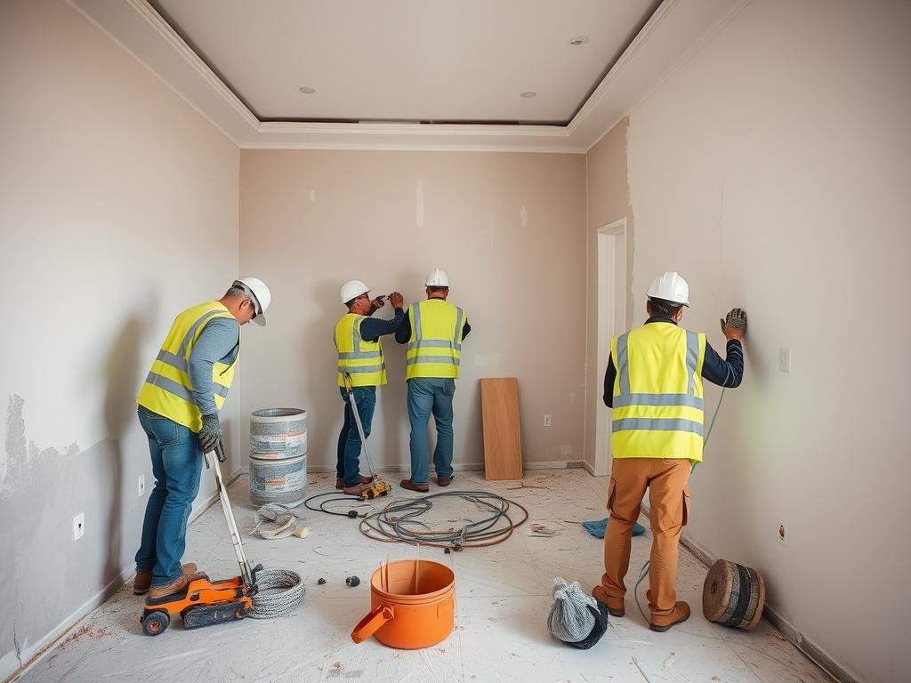 فريق عمل مقاول ترميمات القرين يقوم بأعمال ترميم شاملة لمنزل