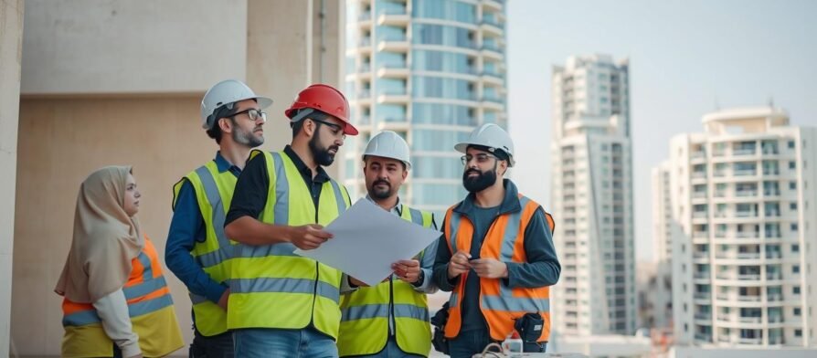 فريق متخصص يقوم بأعمال ترميمات بالكويت في أحد المباني