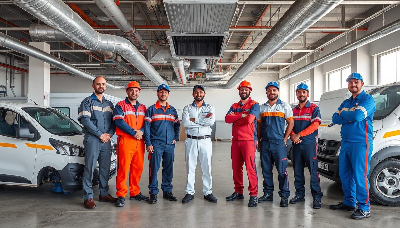 فريق متكامل من فنيي التهوية المركزية المحترفين جاهزين لتقديم الخدمة في الكويت