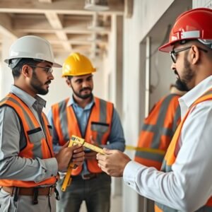 فريق مقاول تشطيبات بالكويت يقوم بفحص جودة المواد المستخدمة في المشروع