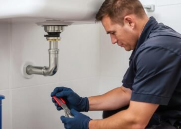 فنى صحى ممتاز يقوم بإصلاح تسريب مياه