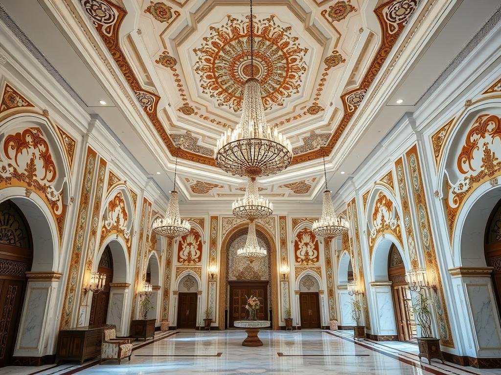 قاعة استقبال في قصر تم ترميمها بواسطة مقاول ترميمات القصور