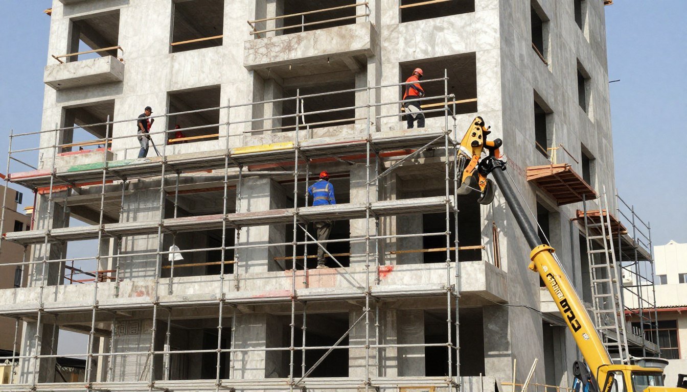 مبنى في الكويت يخضع لعملية ترميمات عامة شاملة