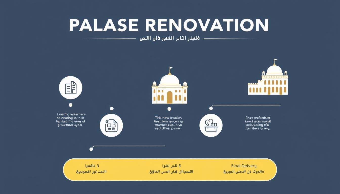 مخطط توضيحي لمراحل ترميم القصور من قبل مقاول ترميمات القصور