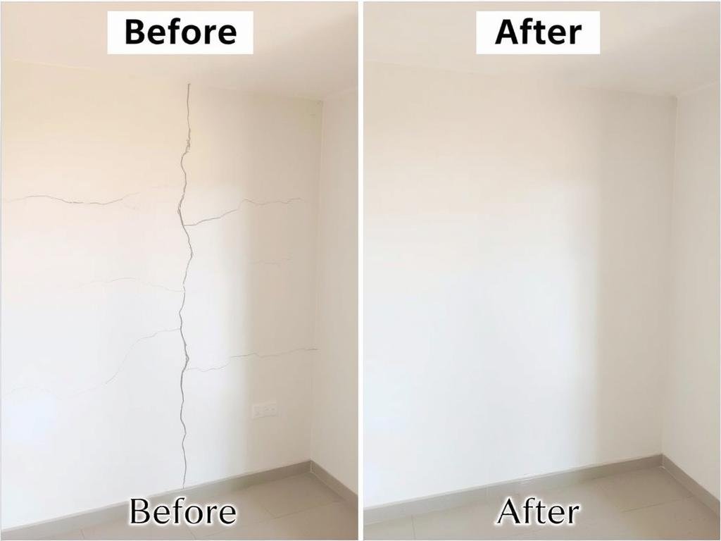معالجة تشققات وترميم جدران في منزل بالقرين