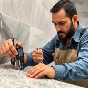 معلم تشطيب محترف يقوم بفحص جودة العمل