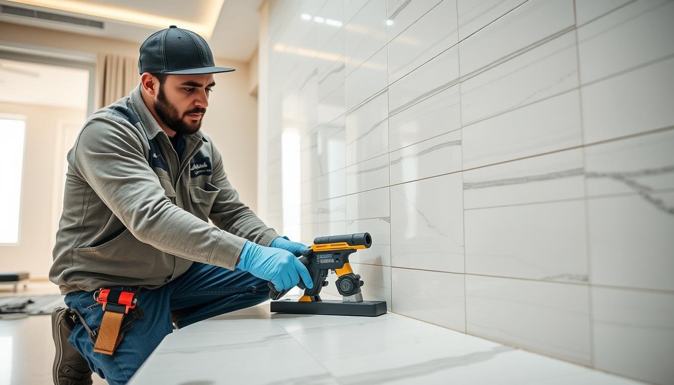 مقاول بلاط بالكويت يقوم بتركيب بلاط بدقة عالية