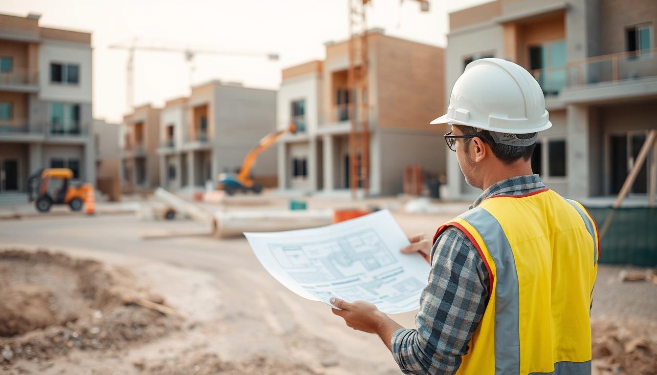 مقاول بناء جابر الاحمد يشرف على موقع بناء