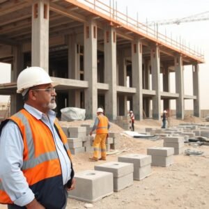 مقاول بناء يشرف على عملية تشييد مبنى في الكويت