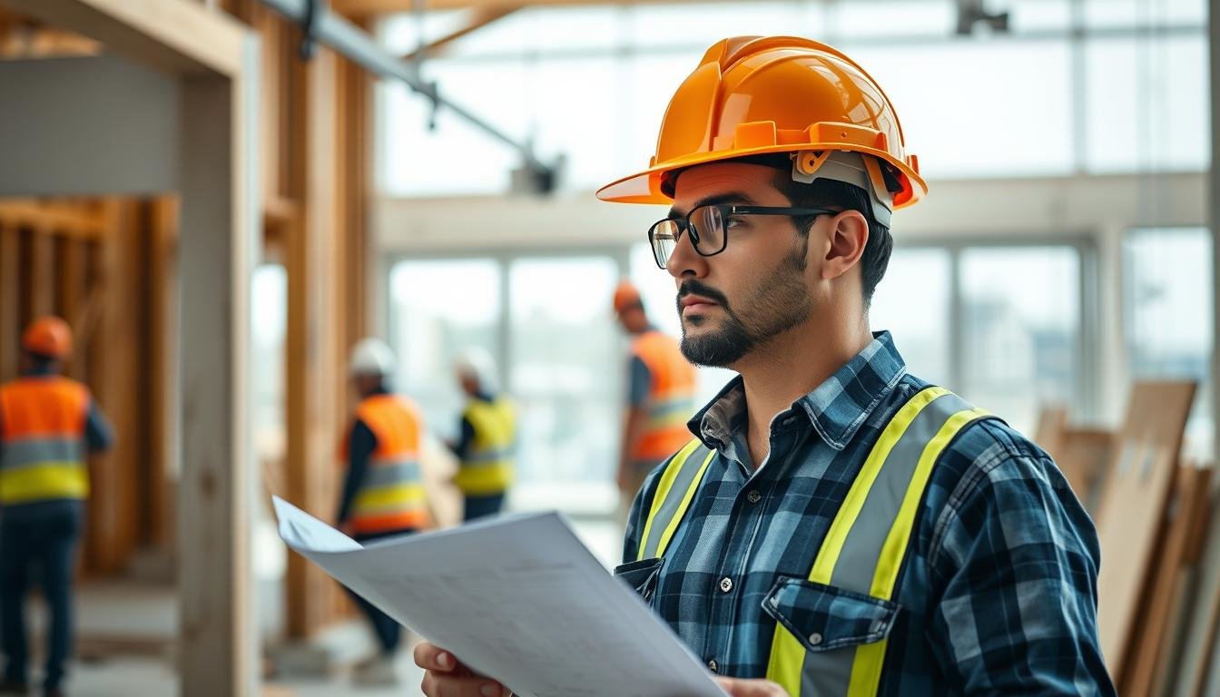 مقاول ترميمات محترف يشرف على أعمال الترميم في أحد المباني